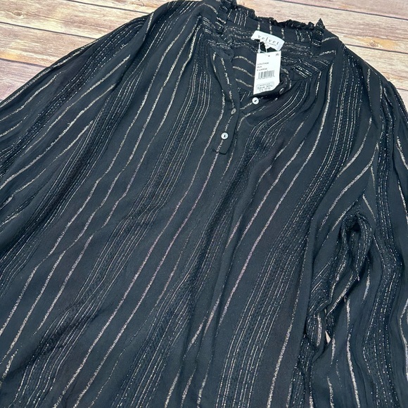 Velvet by Graham & Spencer Lolita Boho Top Black Ruffle Collar XL - Picture 4 of 6